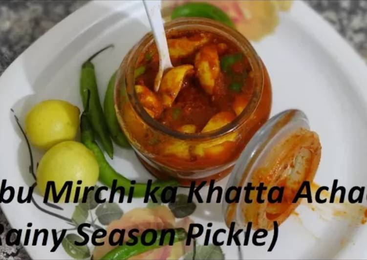 Recipe of Super Quick Homemade Nibu Mirchi ka Khatta Aachar Rainy Season Pickle Recipe