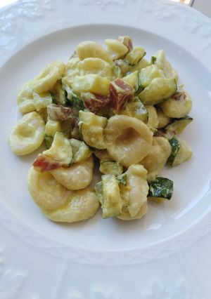 A picture of Orecchiette with Zucchini and Pancetta.