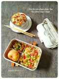 Bento Box Nasi Sayuran Smoke Beef Dan Salmon Tempe Teriyaki