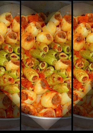 صورة لوصفة بطاطس وكوسة محشية