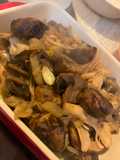 Hongos salteados con vino y manteca
