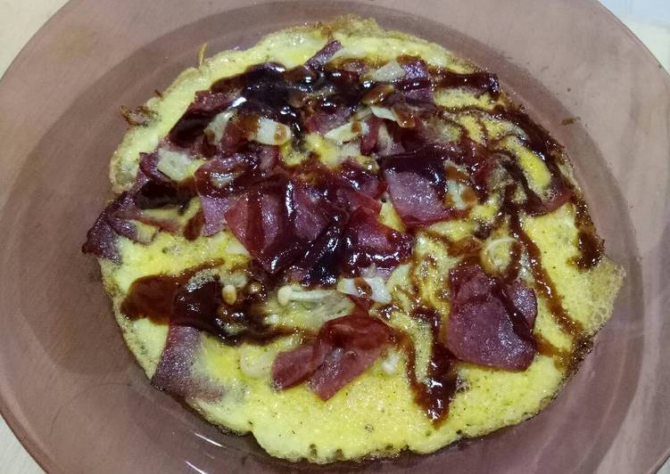 Resep Omelette ham enoki with okonomiyaki sauce, Bisa Manjain Lidah