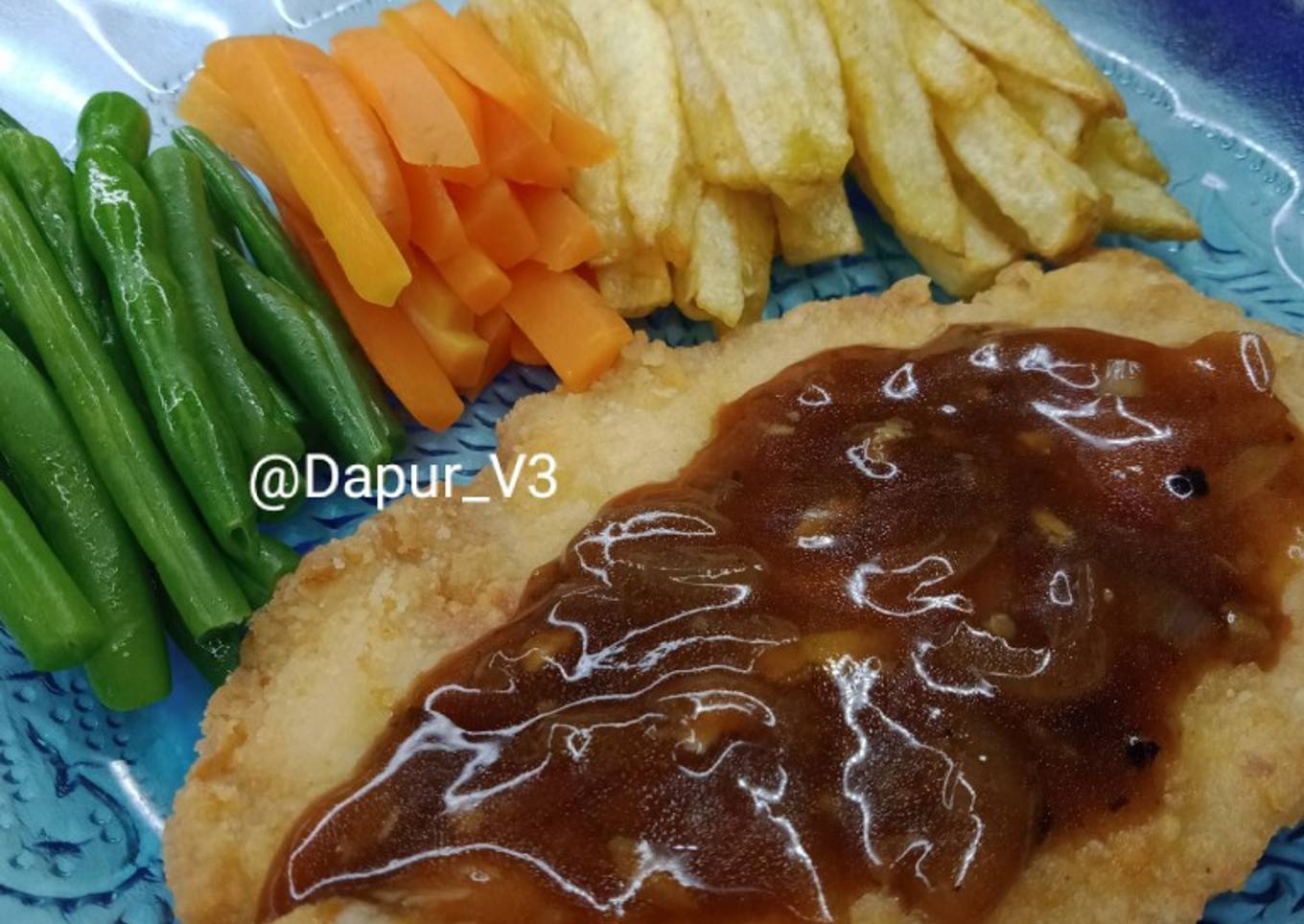 Steak ayam chrispy saos lada hitam
