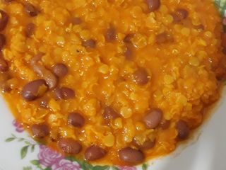 خوراک دال عدس و لوبیا قرمز