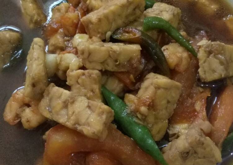 Resep Tempe cah udang cabe hijau, Enak Banget