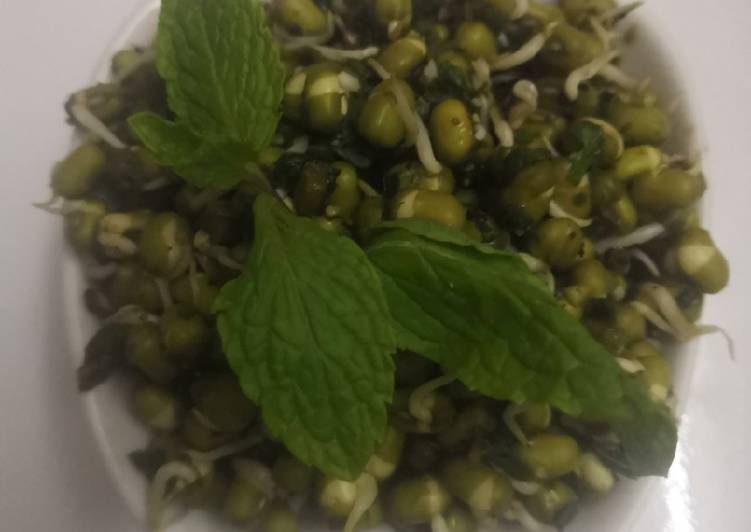 Steps to Make Ultimate Mint Moong bean sprouts Salad