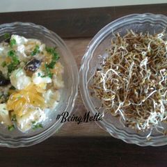 Fruits & vegetable salad with alfalfa sprouts A picture of Fruits & vegetable salad with alfalfa sprouts.