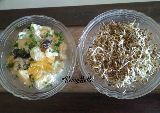 Fruits &amp; vegetable salad with alfalfa sprouts