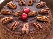 Una foto de flan de cerezas sin horno