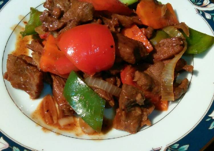 Bagaimana Membuat Beef with black bean sauce 👌👌 yang Enak