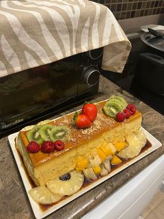 Una foto de Flan de turrón