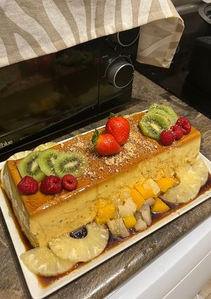 Una foto de Flan de turrón
