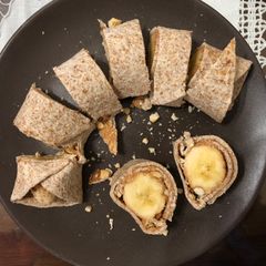 Banana - Peanut butter wrap A picture of Banana - Peanut butter wrap.