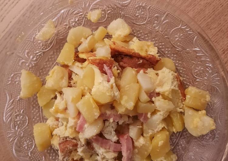 Recette De Omelette : pommes de terre et lardons