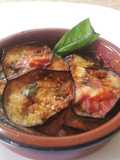 Eggplant Parmigiana with Mozzarella in a Terracotta Dish