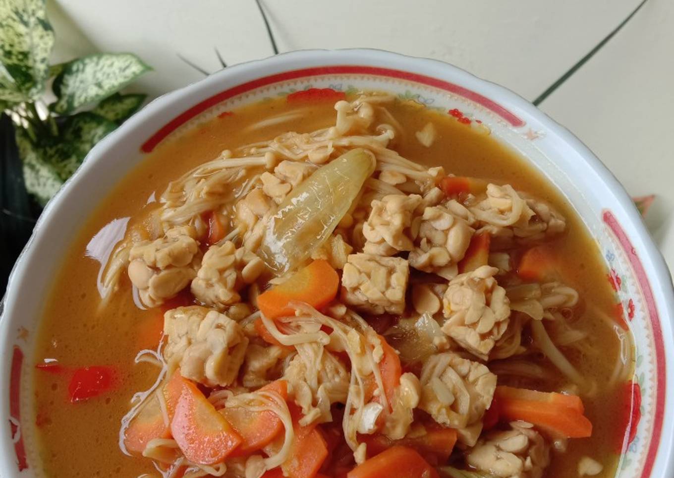 Tumis Tempe Jamur Enoki