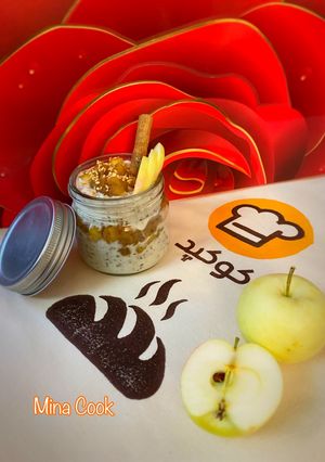 عکسی از دستور اوتمیل سیب و دارچین