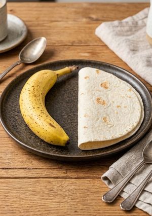 A picture of Banana Tortilla W/ Nutella & Peanut Butter.