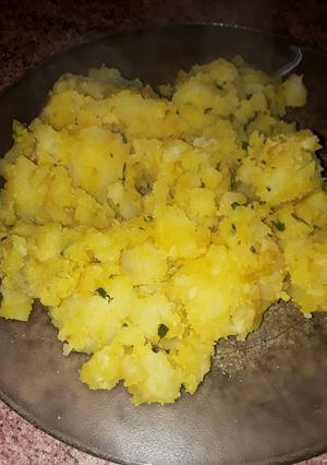 Una foto de Revuelto de papa vegan