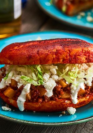 A picture of Pambazos with Chorizo and Potatoes.