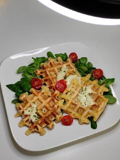 Une photo de Gaufres salées jambon fromage