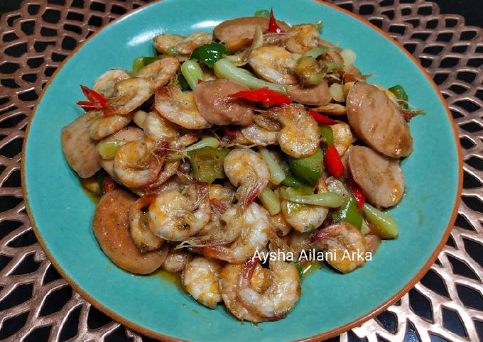 Mudah Banget Membuat Resep Tumis Udang Sosis Kucai Saus Tiram