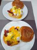 Burger pouched egg bacon