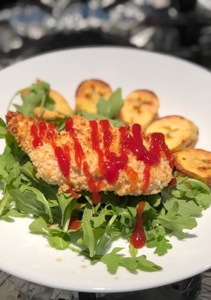 Hình của món Ức gà lăn bột xù chiên không dầu- Air fryer -Eatclean.
