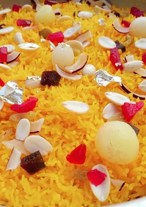 A picture of Zarda Chawal 🧡❤️💛.