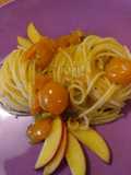 Spaghettini "solari" con datterini gialli pesca e zenzero