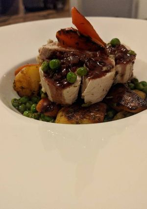 Une photo de Petit pois carottes au poulet citron thym