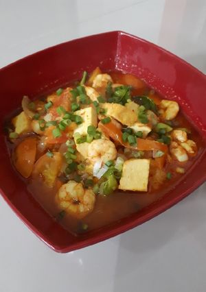 Foto resep Udang tahu pedas (masakan rumah sederhana)