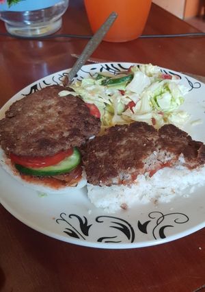 A picture of Rice burgers#my kidsfavouritedish.