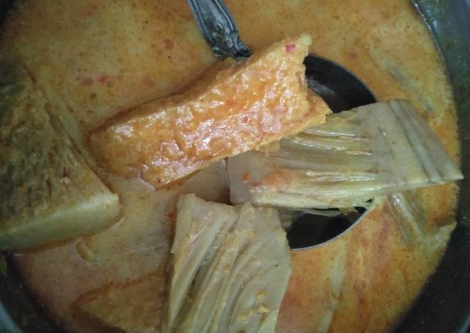 Bagaimana Menyiapkan Sayur nangka + tahu goreng yang Lezat