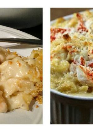 A picture of Baked Seafood Mac n Cheese.