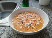 Una foto de salmorejo de melocotón