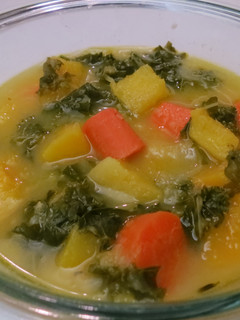 A picture of Roasted Butternut Squash and Kale Soup.