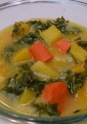 A picture of Roasted Butternut Squash and Kale Soup.