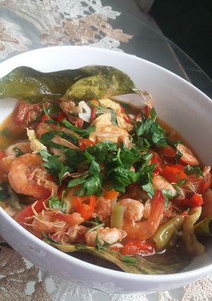 Foto resep Udang Telur Tumis Kemangi Daun Bawang