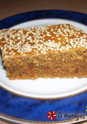 A picture of Petimezopita (grape must syrup pie).