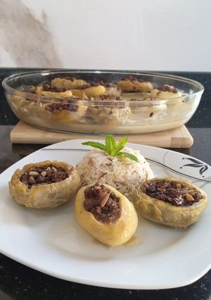 صورة لوصفة أرضي شوكي محشي باللحمة مع بطاطا وصوص حامض