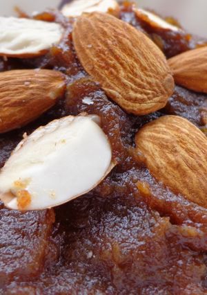 A picture of Dates- Almond Halwa (Ifthar special).
