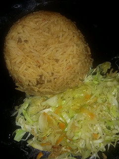 A picture of Pilau served with Veges.