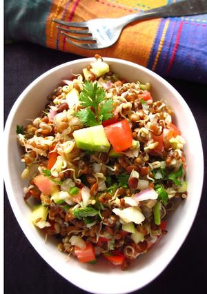 A picture of Matki and Kulith Sprouts Salad.