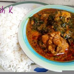 A picture of Rice and ofe akwu.