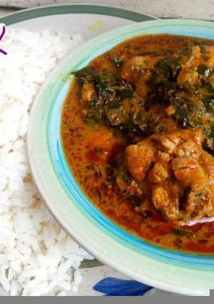 A picture of Rice and ofe akwu.