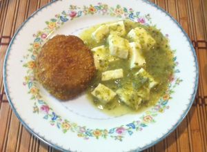Una foto de Queso en salsa verde