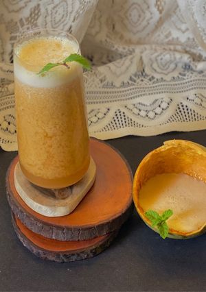 A picture of No boil No oil Bael Smoothie (Wood Apple Smoothie).