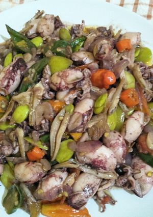Foto resep Sambal Baby Cumi Segar Mix Teri Pete
