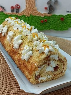 عکسی از دستور رولت خامه ای با مارمالاد زردآلوCream roll with apricot marmalad